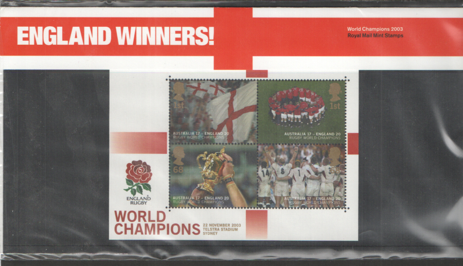 (image for) 2003 England Rugby World Cup Winners Royal Mail Presentation Pack M9B - Click Image to Close